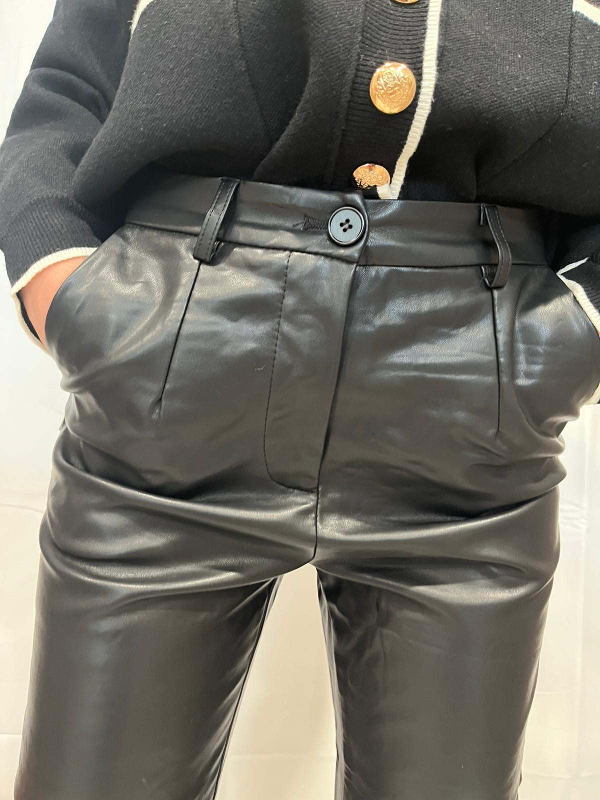 Pantalone ecopelle nero