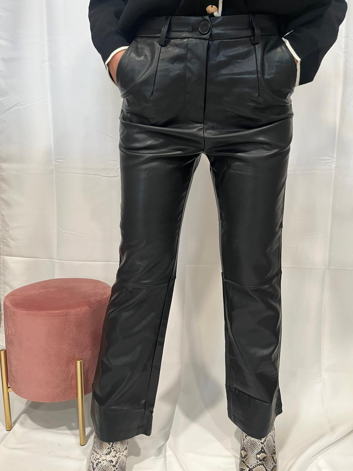 Pantalone ecopelle nero