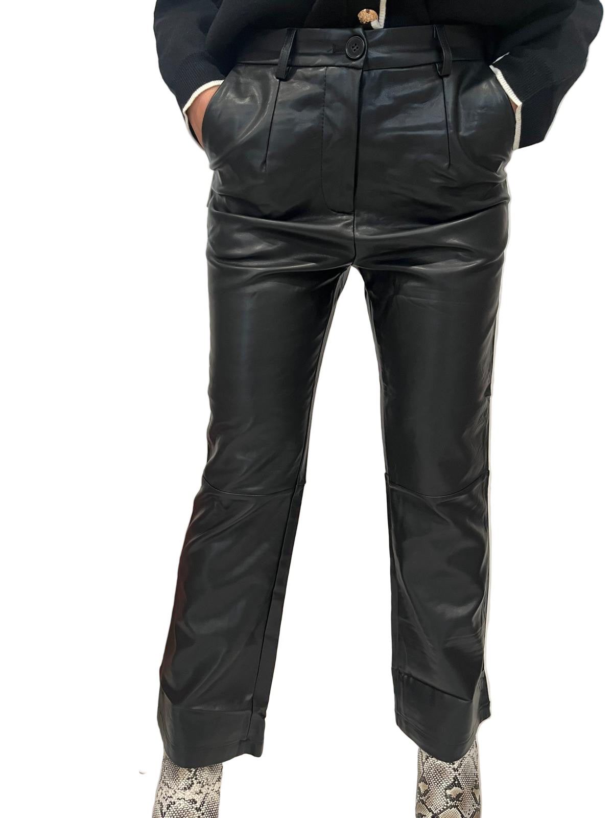 Pantalone ecopelle nero