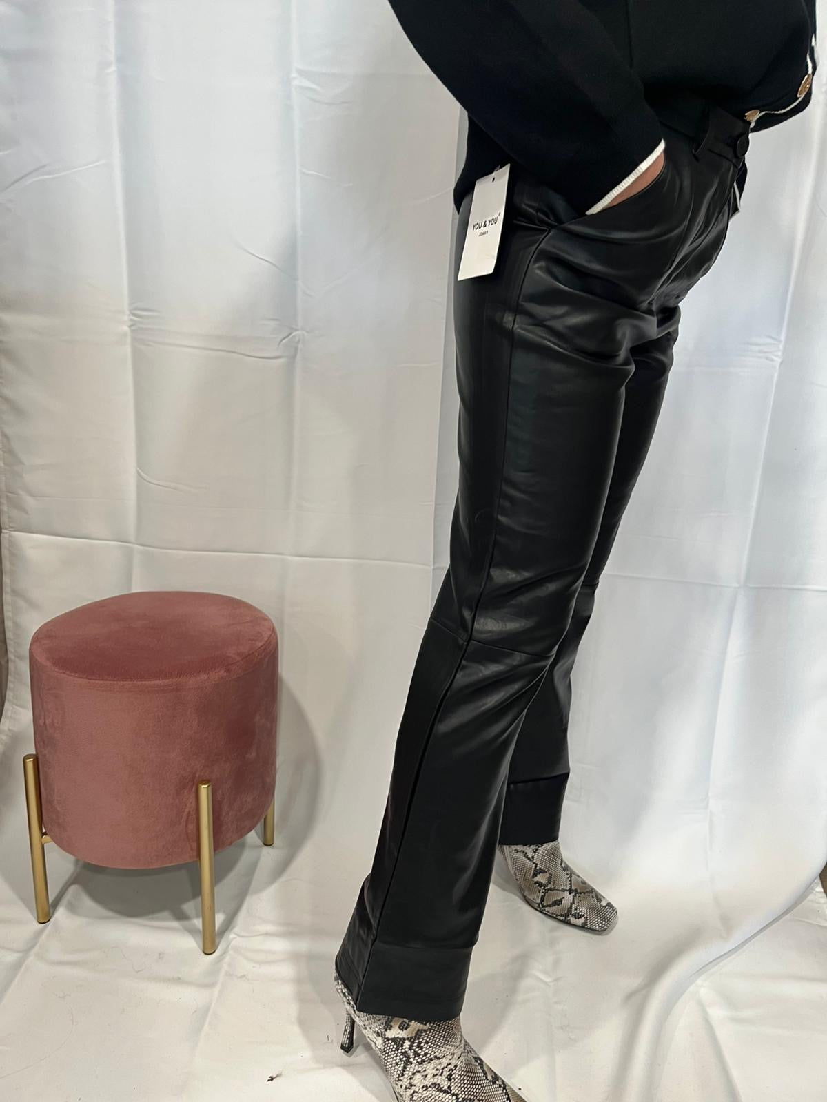 Pantalone ecopelle nero